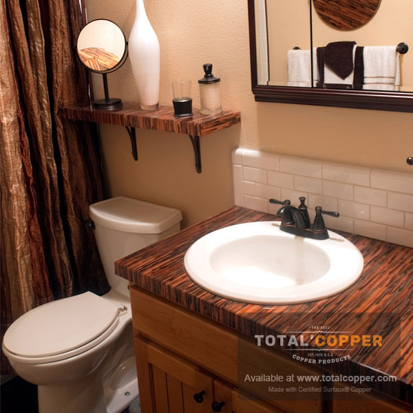 Enchantment Vertical Copper Vanity Counter Top with Matching Shelf | Copper Counter