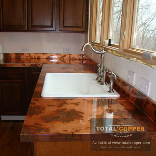 MyGift Industrial Copper-Tone Pipe & Burnt Wood Countertop Paper